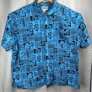 Haband Blue Hawaiian Graphic Lightweight Soft Top L Travel Dopamine Tropicore